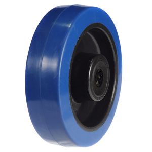 100mm Blue Elastic Rubber Wheel 12mm Roller Bearing Bore - 180Kg