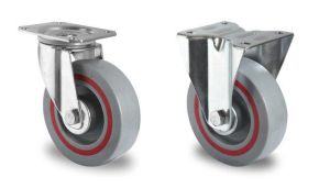 125mm Medium Duty Swivel & Fixed Roll Cage / Noise Reduction Composite Nylon Sandwich Wheel Castor (150kg)