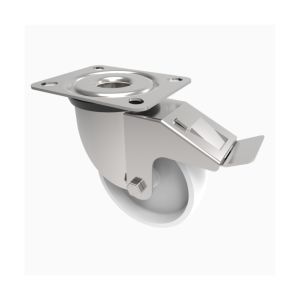 Extra Heavy Duty 200mm Stainless Steel Castor with White Nylon Wheel (800kg)