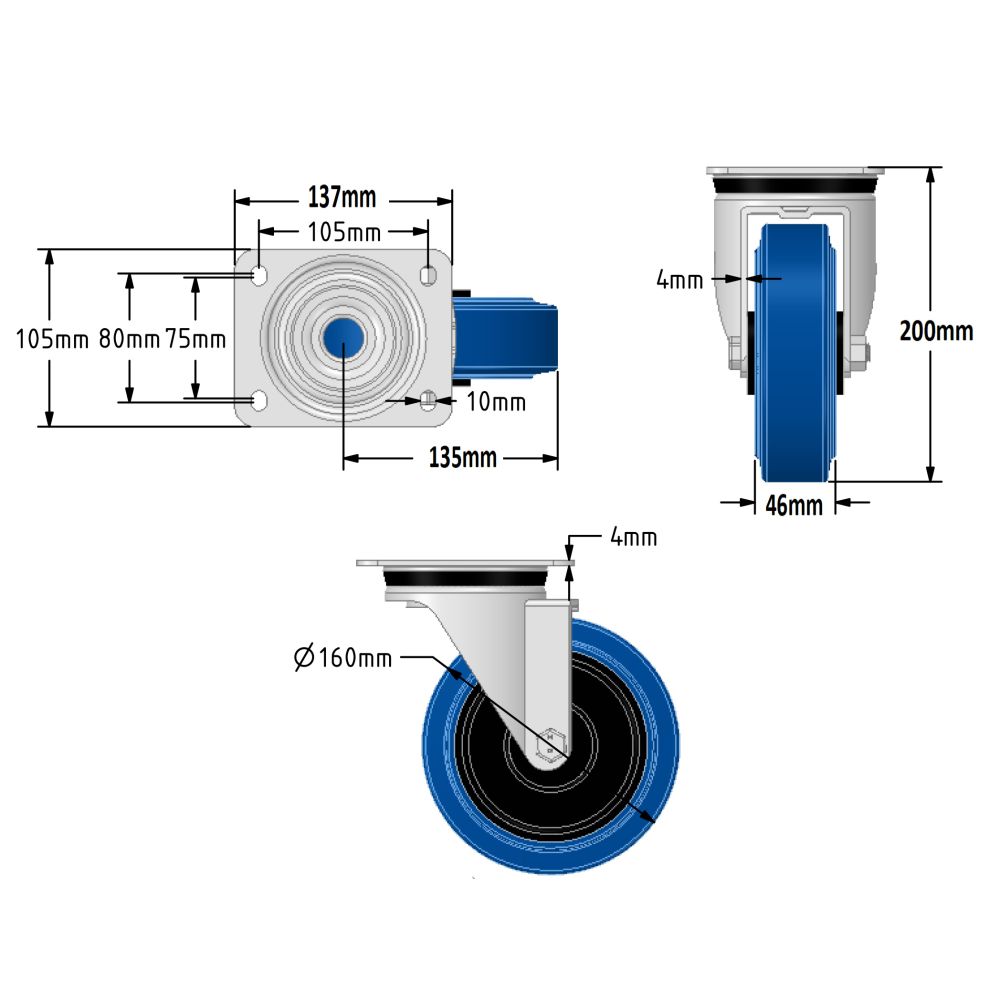 160mm Elastic Blue Rubber Heavy Duty (350KG)