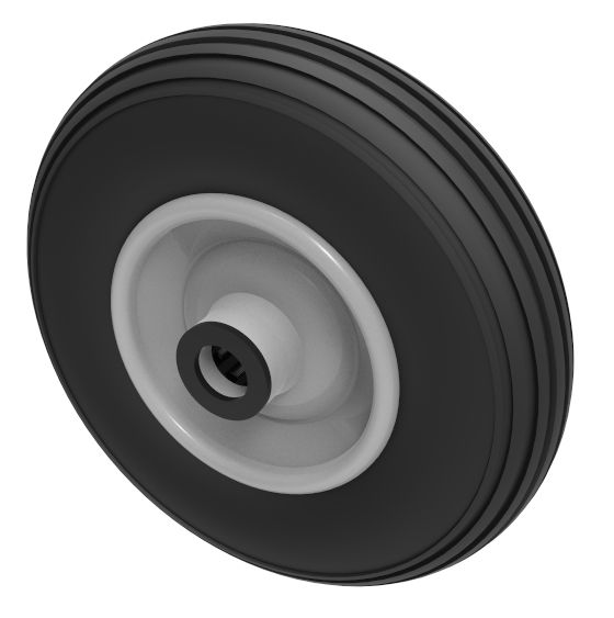 200mm Steel Centre Wheel With Micro Cellular Puncture Proof Ribbed Tread (200x50 Tyre - 20mm BORE)