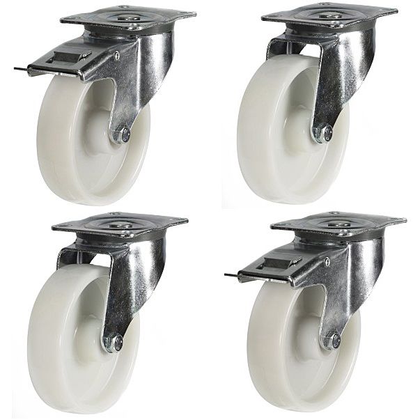 100mm White Nylon Castors (Set of 4)