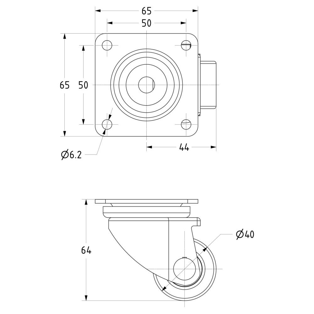 Heavy Duty 40mm Swivel Nylon Plate Fit 150Kg (LOW LEVEL)