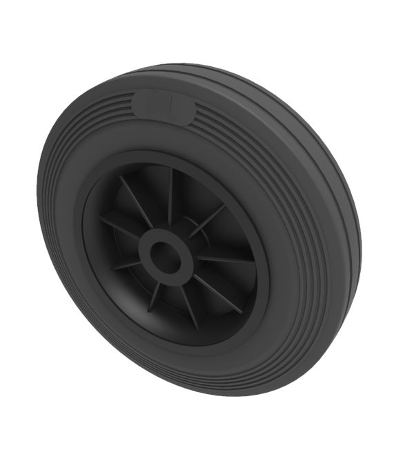 250mm Plastic Centered Industrial Trolley Wheel (1" BORE)