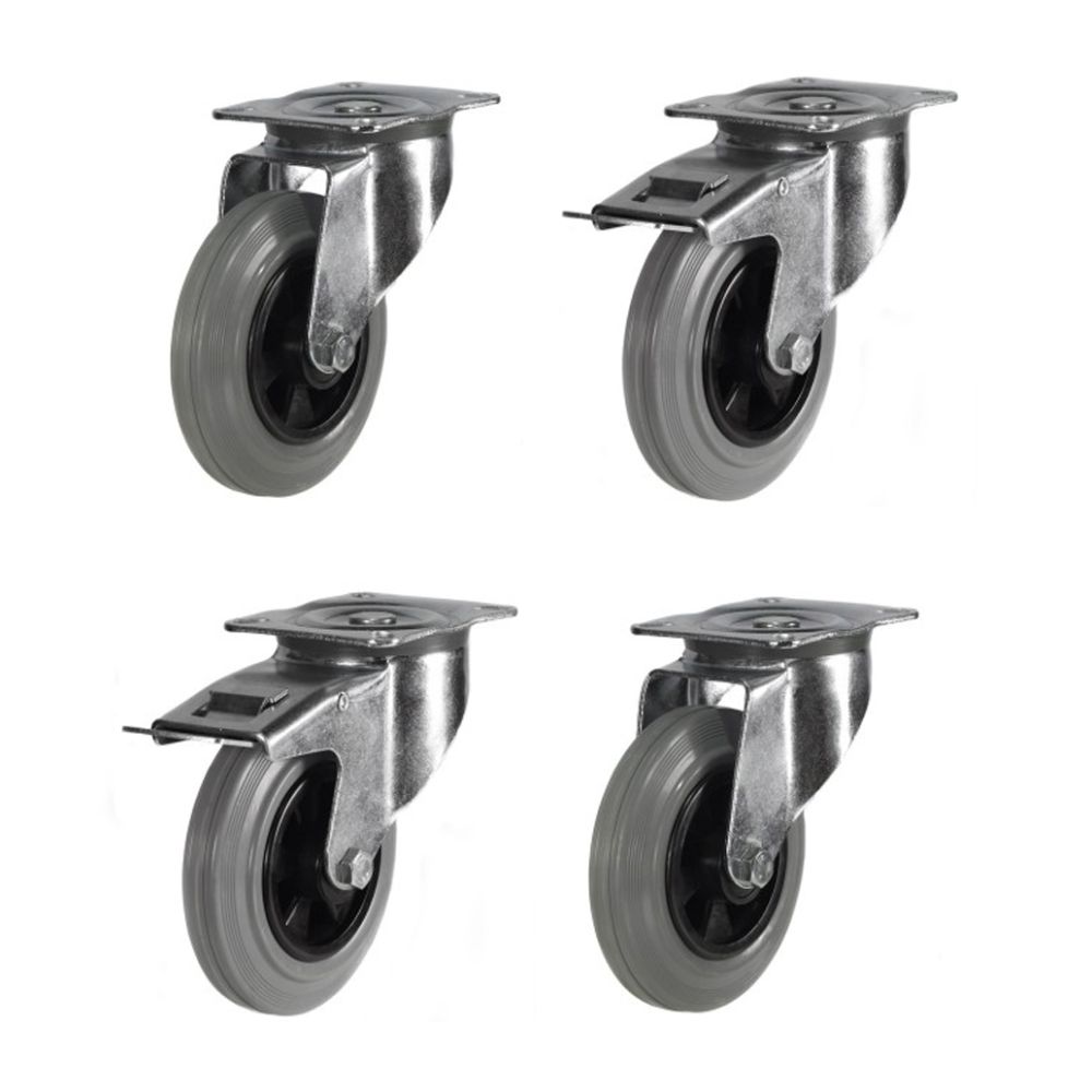 100mm Grey Non-Marking Rubber Castors (Set of 4) SPECIAL OFFER