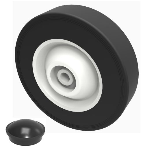 150mm Trolley Wheel With Axle Cap (1/2" (12.7mm) BORE)