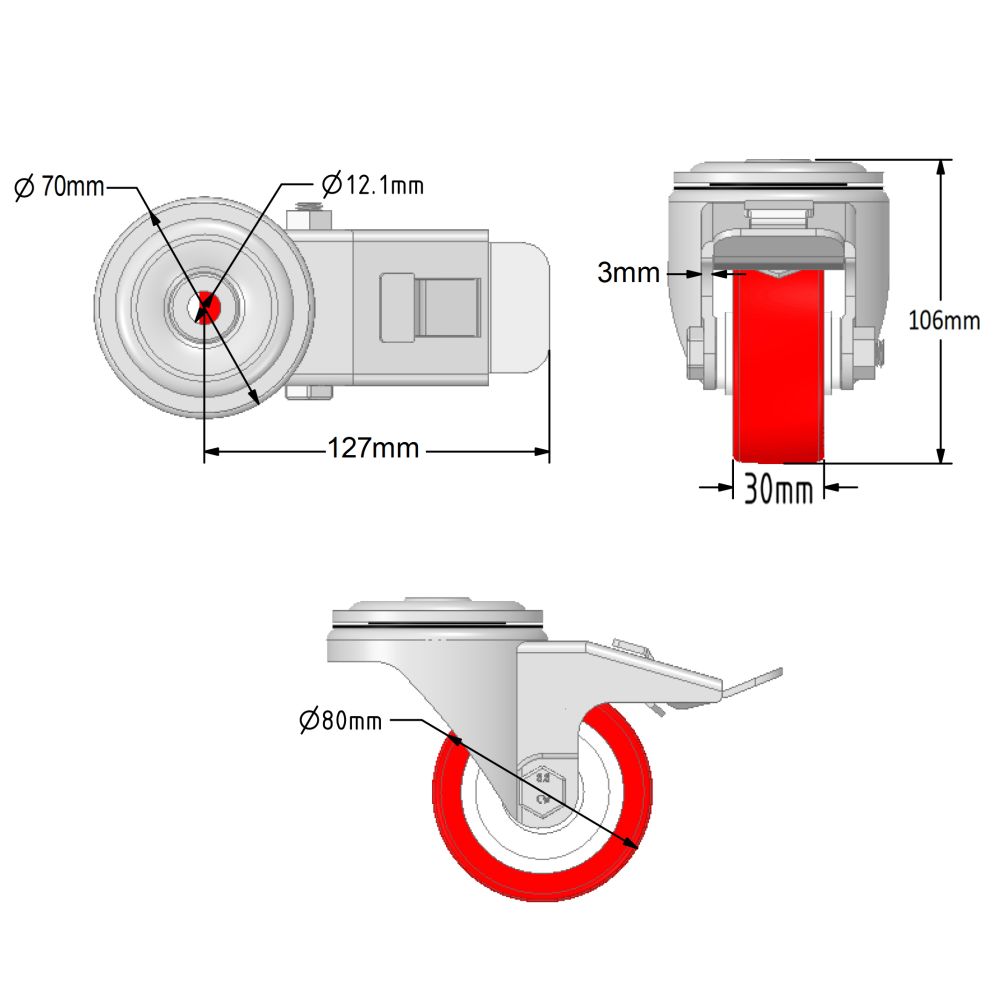 80mm Wheel Diameter