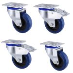 125mm Blue Elastic Rubber Castors (Set of 4)