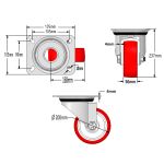 200mm Red Polyurethane Castors (Set of 4)