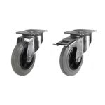 100mm Grey Non-Marking Rubber Swivel & Swivel/Brake Castors (Special Offer)