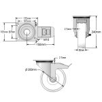 200mm Stainless Steel Swivel & Braked Castors with White Nylon Wheel Set of 4 (1500Kg per Set)