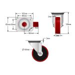 100mm Red Polyurethane Castors (Set of 4)