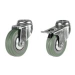 100mm Grey Rubber Non-Marking Economy Single Bolt Hole Fitting Castors