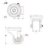PUSH/PULL TOGGLE CLAMP RETRACTABLE CASTOR - PLHD35PTBJ