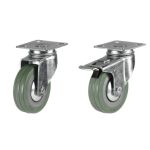 100mm Grey Rubber Non-Marking Economy Plate Fitting Castors