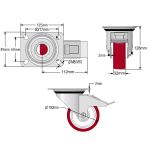 100mm Stainless Steel Swivel & Braked Castors with Non-Marking Maroon Polyurethane/Nylon Wheel Set of 4 (450Kg per Set)